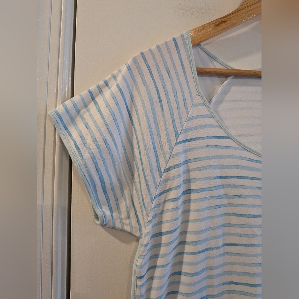 LAKE Pajamas Nightgown 100% Pima Cotton Saltwater Stripe Blue White Stripe M - Picture 4 of 11